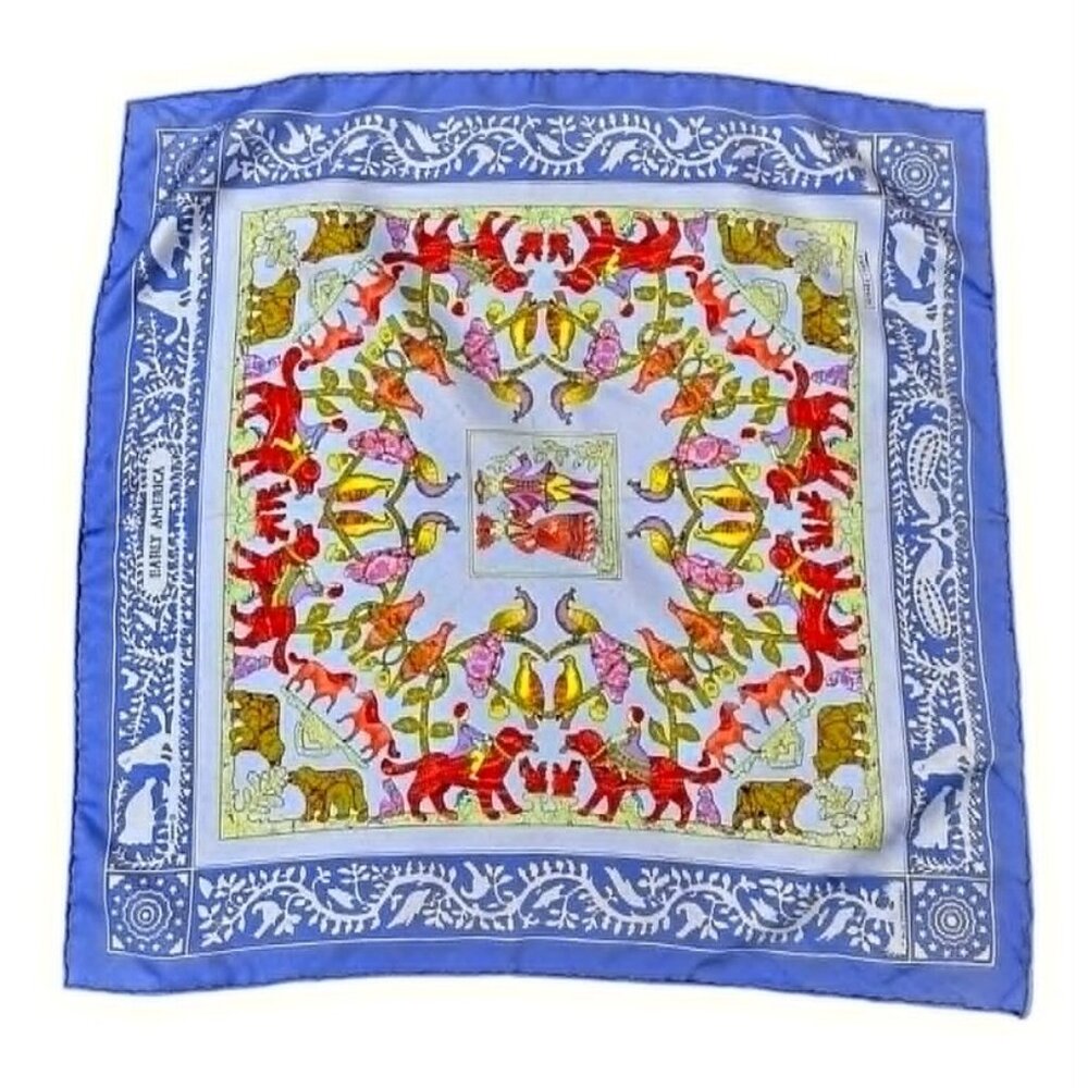 Hermes Early America 100% Silk Handkerchief